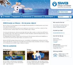 Screenshot der Homepage der SWB