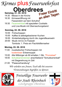 Plakat zum Feuerwehrfest in Oberdrees 2018
