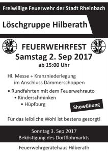 Plakat zum Feuerwehrfest in Hilberath 2017