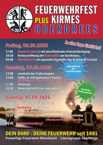 Plakat zum Feuerwehrfest in Oberdrees 2025