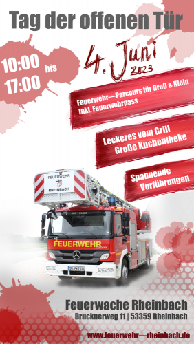 Plakat zum Tag der offenen Tür des Löschzug Rheinbach