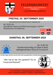 Plakat zum Feuerwehrfest in Hilberath 2025