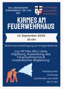 Plakat zur Kirmes am Feuerwehrhaus in Niederdrees 2025