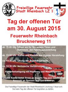 Plakat zum Tag der offenen Tür des Löschzug Rheinbach 2015